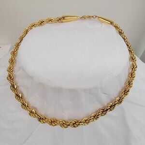 Vintage Monet Goldtone Twisted Rope Choker Chain Necklace